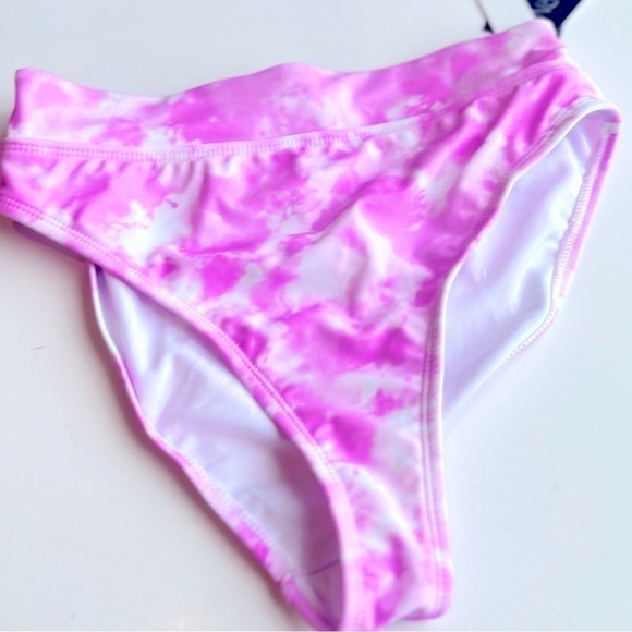 CALIFORNIA WAVES Juniors' Printed High-Waist Bikini Bottoms, pink tie dye size M - Picture 6 of 9